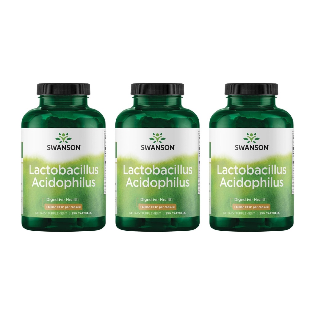 Swanson Lactobacillus Acidophilus - Probiotisk tillæg støtte fordøjelsessygdomme med 1 billion CFU per kapsel - fremmer tarm og GI Tract sundhed - (250 kapsler) 3 Pack