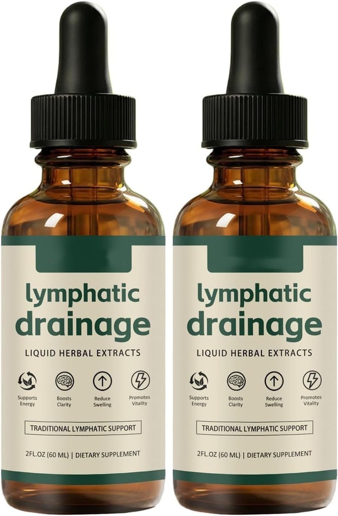 Lymphatic Drainage Drops 59ml– Wellness Drops,Lymphatic Drainage Detox Oil,Reduces Face & Body Swelling, Promotes Efficient Drainage of the,Cleanse Your Body,Vegan&Sugar-Free (2 PCS)