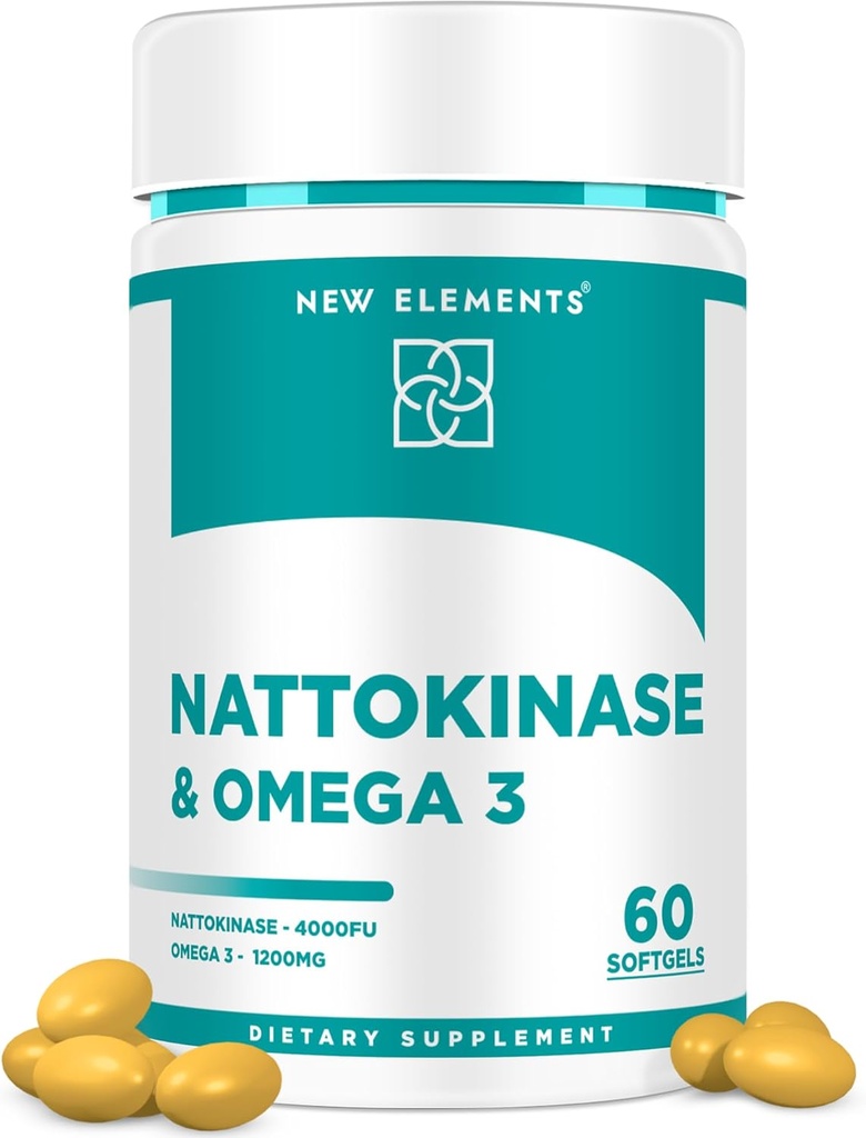 Omega 3 Fish Oil 1200mg med Nattokinase Supplement 4000 FU Organic Measures 124; DHA Measures 124; Measurement Measurement from Japanese Nato Measurement 124; Cardiovaskulær og Circulatory Support Measurement Measurement