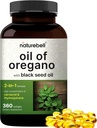 NatureBell Oregano Oil med Black Seed Oil, 360 Softgels against 124; 360- dages levering væsentlige olier til immunforsvar