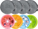INVODA Weekly Pill Organizer 7 Segment Roterende Pill Box for Daglig Medicin & Vitaminer - Bærbar rejse Pill sag Fish Oil Kosttilskud Vitaminer Organizer (4 Pill Box + 4 Bag)