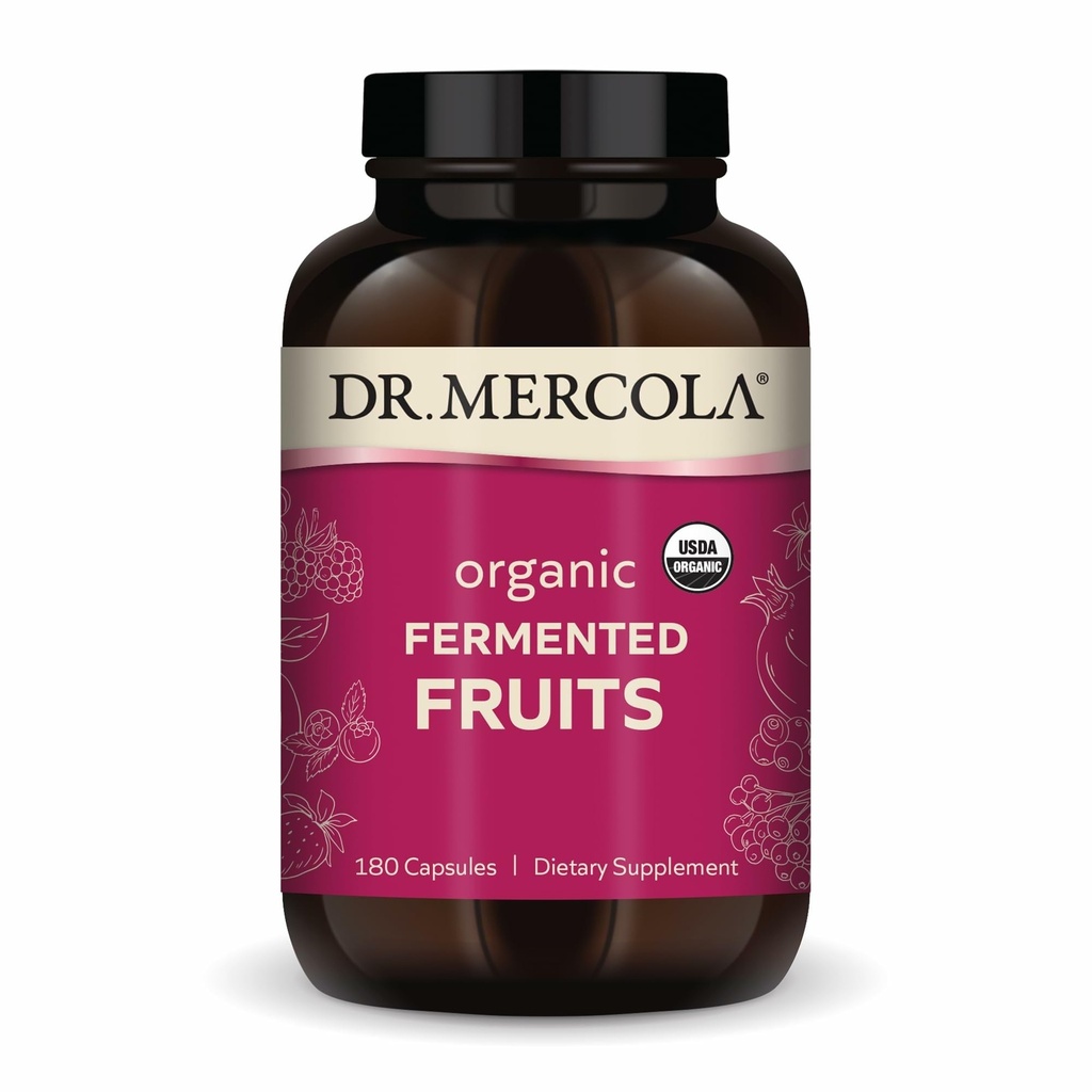 Dr. Mercola Organic Fermented Fruits, 30 Servere (180 kapsler), Kosttilskud, Understøtter immunforsvar, Non- GMO, Certified USDA Organic