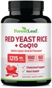 ForestLeaf Red Gær Rice med CoQ10 Supplement - 1215mg Extra Strength Red Gær Rice Kapsler med Alpha Lipoic Acid & Organic Flaxseed, Citrinfri - 180 Kapsler