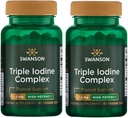 Swanson Triple Jod Complex- Natural Supplement for Vital Thyroid Support- Promodes Metabolic Function, Øget produktion af røde blodceller, & Heart Health- (60 Veggie kapsler, 12, 5 mg hver) 2 Pack