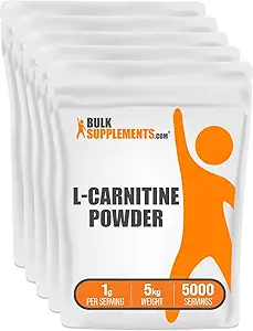 BulkSupplements.com L- Carnitin Powder - Carnitin Supplement, Aminosyretilskud - Unflavored & Gluten Free, 1g per servering, 1kg (Pack of 5) (11 lbs)