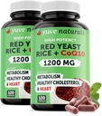Rød Gær Rice 1200 mg kapsler med CoQ10 - Opretholde sunde Cholesterol Niveauer, Urte Heart Health Vegan Red Gær Rice Supplement - Rød Rice Gær med CoQ10 for kvinder og mænd - 120 Ct (2 - Pack)