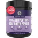 16oz Bone Broth Pulver med grass Fed Collagen Peptider - Ikke aromatiseret, Zero Carb, Dairy Free, Ingen tilsætningsstoffer, Ingen Fillers - Natural Source Type I og III - Grass Fed Bone Broth Collagen Pulver