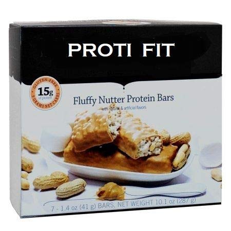 Proti Fit Protein Bar - Fluffy Nutter - 15g - Low Carb - Low Calorie - Weight Loss Snack Bar for Healthy Diets, Hunger Control, Appetite Suppressant,7 Count (1.5 OZ NET WEIGHT 10.4 OZ)