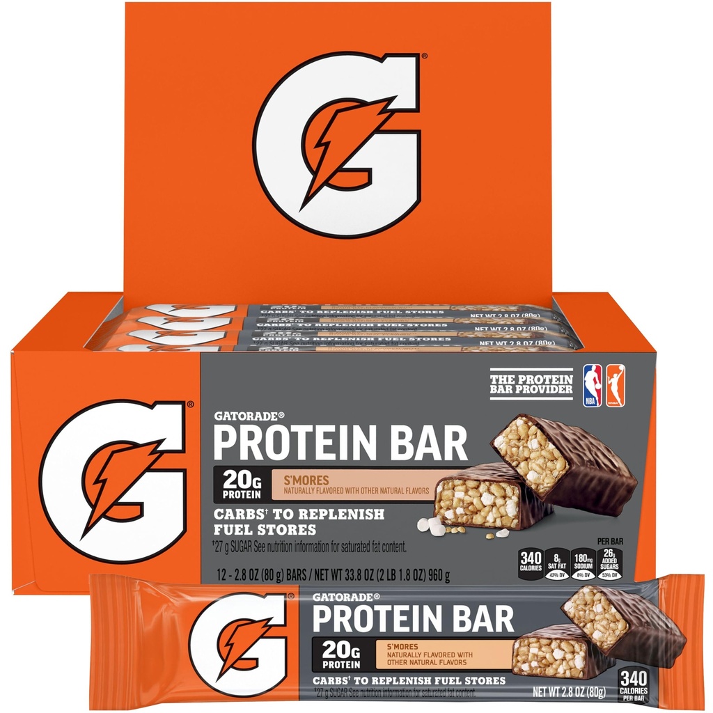 Gatorade Whey Protein Recover Bars, S'mores, 12 Count(Pack of 1)