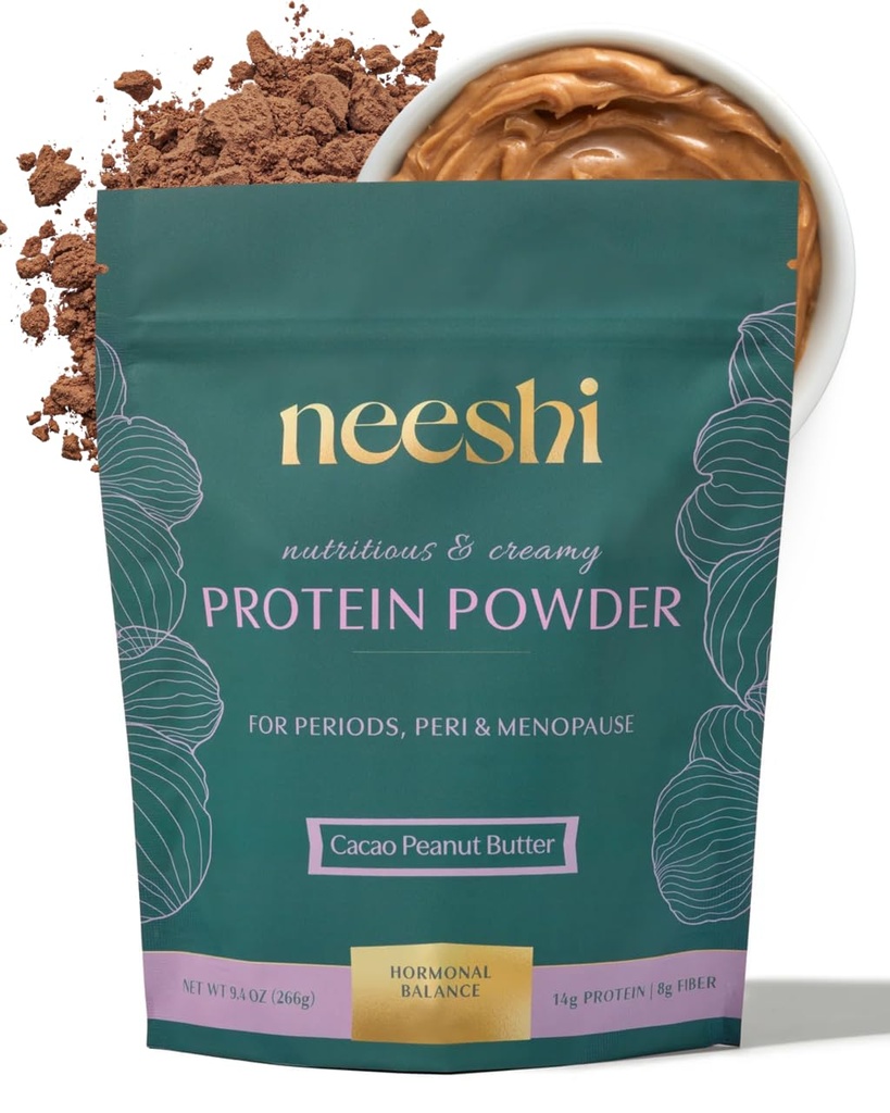 Hormone Balancing Protein & Fiber Blend – Vegan, Gluten-Free, All-Natural – PMS & Menopause Support – 1-Week Supply – Cacao Peanut Butter Flavor
