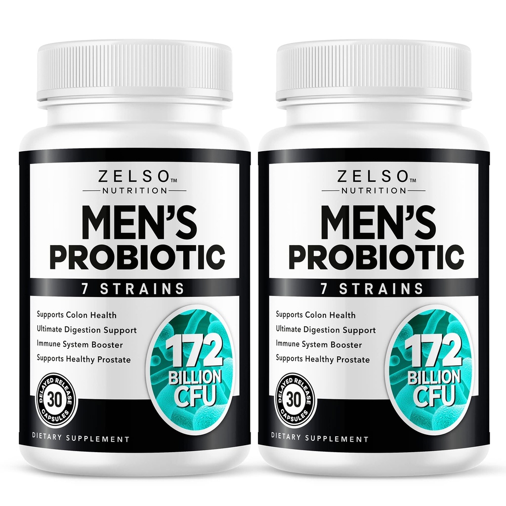 ZELSO (2 Pack) Probiotic for Men, 175 Billion CFU Probiotic Supplement Designed for Men's Health, 2 Month Supply