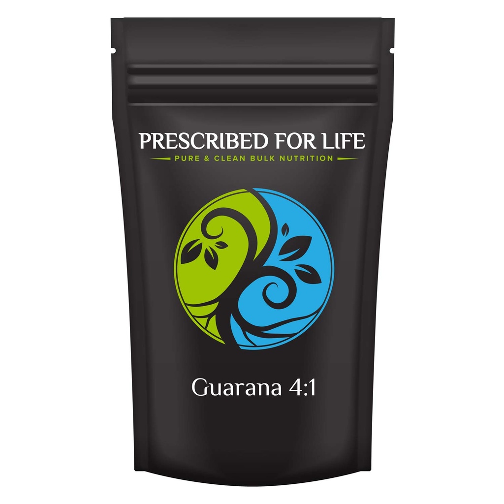 Prescribed For Life Guarana Powder 4:1 | Natural Guarana Seed Powder | More Potent Than Coffee Beans | Gluten Free, Vegan, Non GMO | Paullinia cupana (4 oz / 113 g)