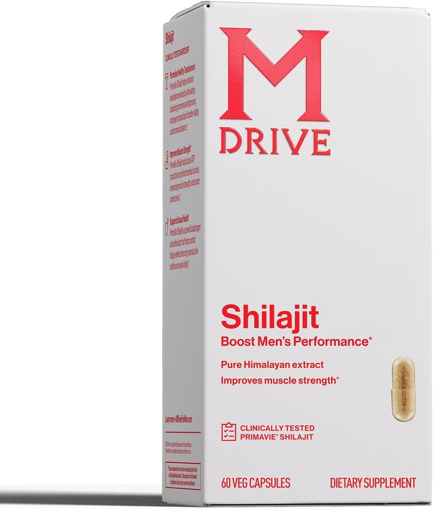 Mdrive Shilajit kapsler til mænd; 30 Servering af høj renhed PrimaVie Shilajit til energi Boost & immunforsvar, 60 Shilajit kapsler