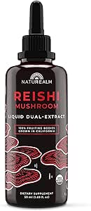 Natuarige Reishi Mushroom Liquid Tincture Supplement - fremmer Calmness, immunstøtte og sovestøtte, Vegan, Non- GMO - Organic Fruiting Bodies, 1 Måned Supply