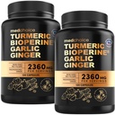 4-in-1 Gurkemeje og hvidløg Kosttilskud med BioPerine - 2360mg Gurkemeje Ingefær Root Kapsler med hvidløg - Høj potens Herbal Blend (120 ct, pakke med 2)