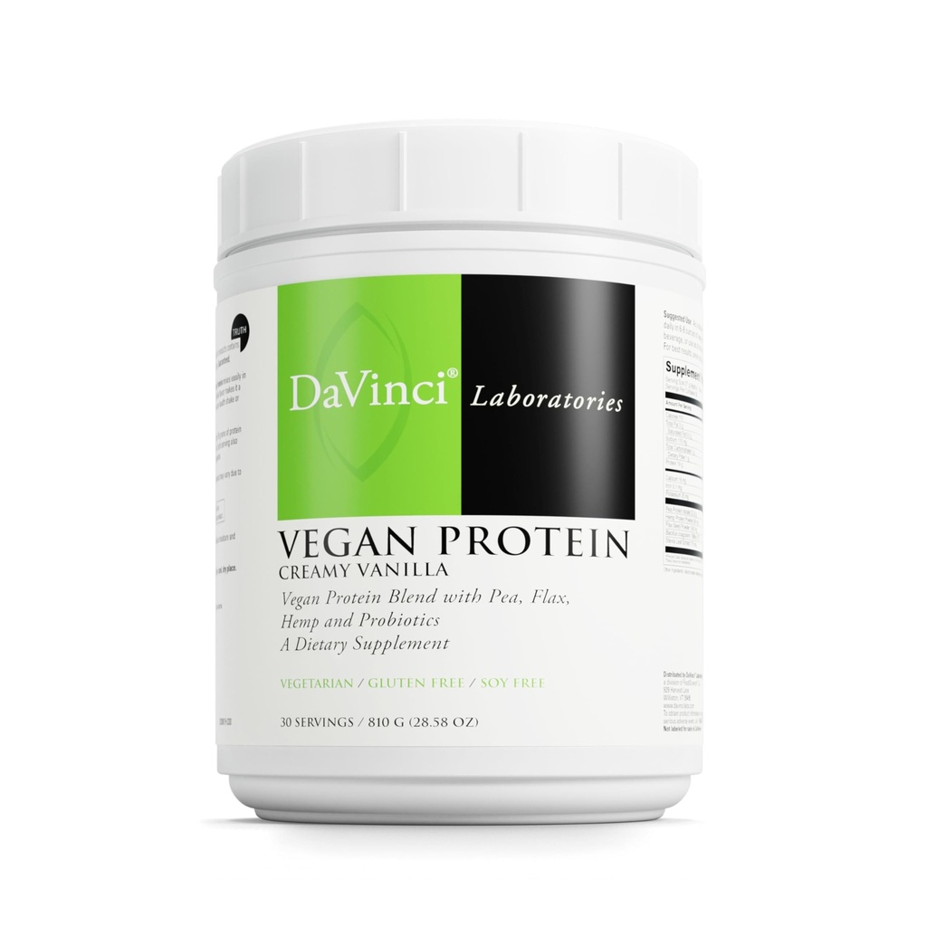 DAVINCI Labs Vegan Protein - Powder Supplement Supports Muscle & Tissue Repair* - Vegan Supplement with Pea Protein & Flax Seed - Creamy Vanilla, 30 Servings (810 g)