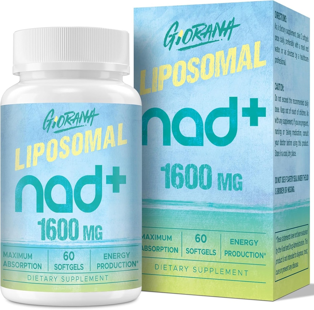 1600 MG Liposomal NAD + Supplement, NAD + Boosting Supplement, Superior Absorption, Vitamin B3 for Aging Defense, Longevity, Energy, Repair, Non- GMO, 60 Softgels