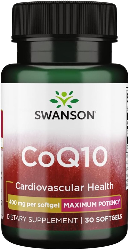 Swanson CoQ10 - Hjælper Promote Heart Health, Energy Support, & Aids Samlet hjerte-kar-system sundhed - Hjælper vedligehold Coenzym Q10 Supplement - (30 Softgels, 400mg Hver)