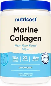 Nutricost Marine Collagen Powder bæredygtigt syret fisk (8 oz) - 23 Servere, 9 G Protein Per Servering, Non- GMO, GMP Compliant