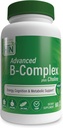 Health Thru Nutrition Advanced B- Complex Complete Plus Cholin - Vegansk Cognition & Metabolic Support 124; Høj potens med 550mg Cholin, B12, Biotin, og mere 124; Non- GMO (pakke med 60)