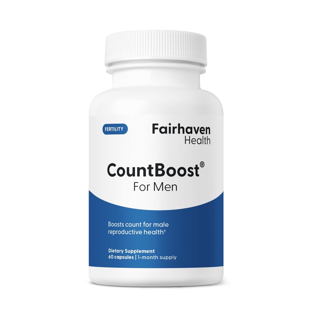 Fairhaven Health CountBoost for mænd Optimal Tæl og volumen Mand Fertilitet Supplement - Pre-Conception Nutrition for ham - med Ashwagandha, C-vitamin og CoQ10- 60 kapsler