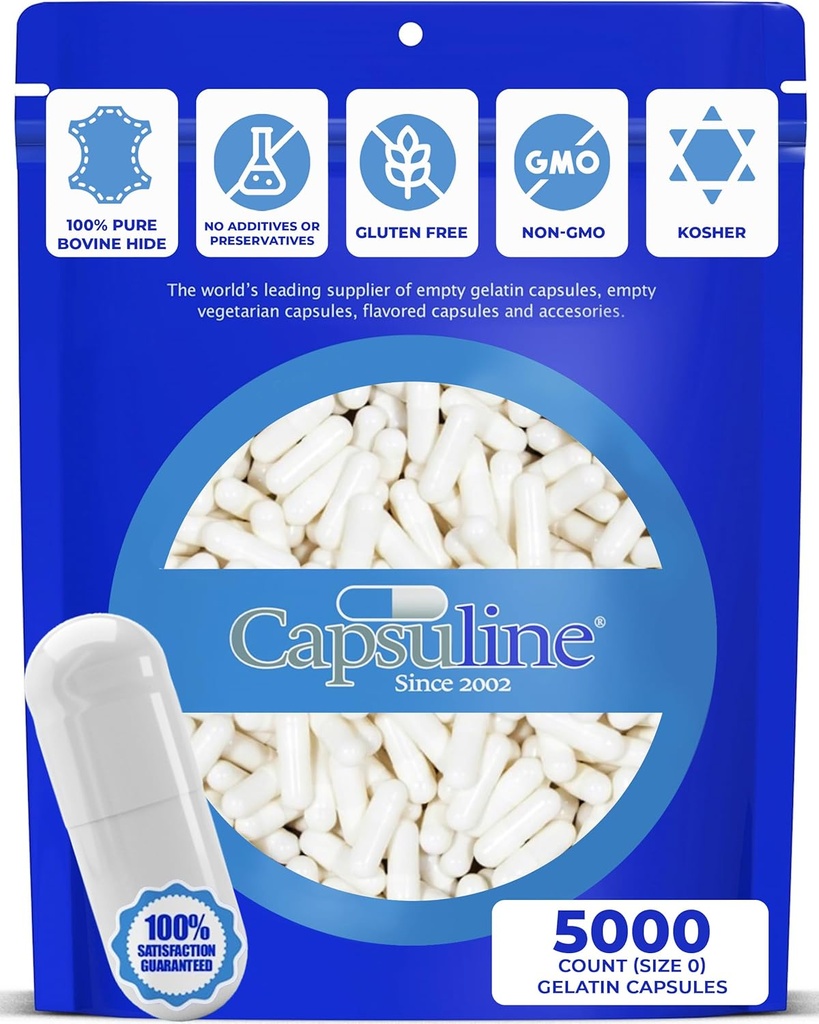 Capsulin Farvet Størrelse 0 Tomme Gelatine Kapsler Hvid / Hvid 5000 Grev