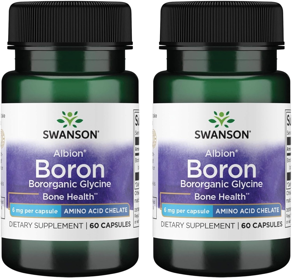 Swanson Boron fra Albion - Boroganisk Glycin tillæg støtte fælles sundhed & ben sundhed - høj Absorption formel kan støtte samlet balance - (60 kapsler, 6 mg hver) (2 Pack)