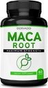 Maca Root Capsules 15,000mg for mænd & kvinder - 10x koncentreret ekstrakt Ækvivalent - [Maksimum Styrke] - Zero Fillers - Tredjeparts testet - Vegan - Gluten Free & Non- GMO - USA Made - 60 Kapsler