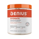 Genius Brand Genius Hydrate - Elektrolyttilskud til daglig hydrering - kokos vand - sukkerfri - 8 essentielle mineraler & næringsstoffer - non-GMO - sour Peach ringe - 50 Serveringer
