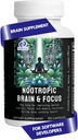 Nootrop Brain Supplements for Memory & Focus med GABA, Green Tea Extract, Bacopa monnieri, DMAE, Phosphatidylserine Dex124; Understøtter Mental Clarity & Cognitive Function Dex124; Vitamin B6 - 60 Kapsler