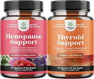 Bundle of Complete Herbal Menopause Supplement for kvinder - Multibenefit Menopause Relief Hormone Balance og Herbal Thyroid Support Complex - Mood Enhancer Energy Supplement for Thyroid sundhed
