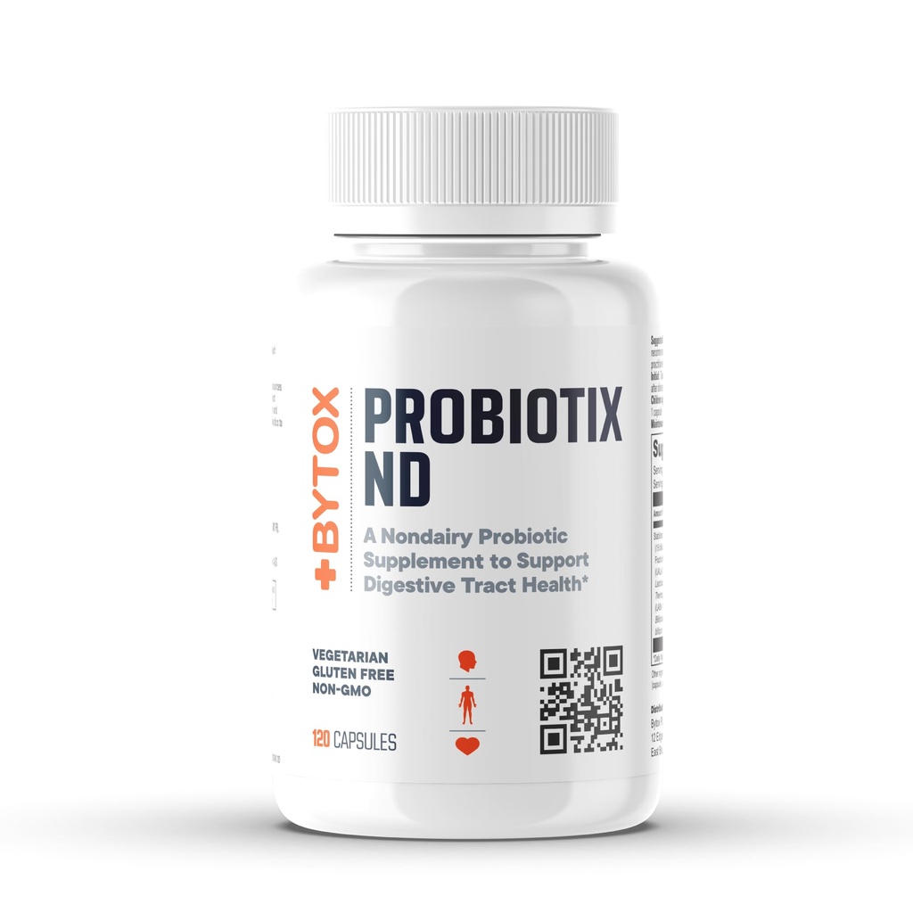 Bytox Probiotic Supplement Pills, 120 Capsules | 15 Billion CFU, 8 Strains & FOS, Digestive & Gut Health Support, Non-Dairy, Gluten-Free, Non-GMO, Vegetarian