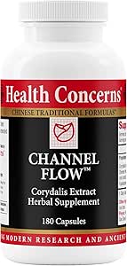 Health Concerns Channel Flow - Muskelafslapning & Pain Support for Mænd & Kvinder - Corydalis Root Extract - Kinesisk urteformel for Hovedpine, Fælles & menstruation ubehag - 180 kapsler