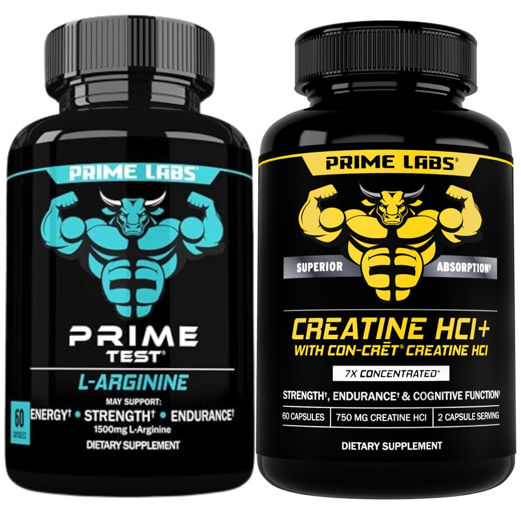 Prime Labs L Arginin (60 ct) + Creatinin HCl kapsler (60 ct)