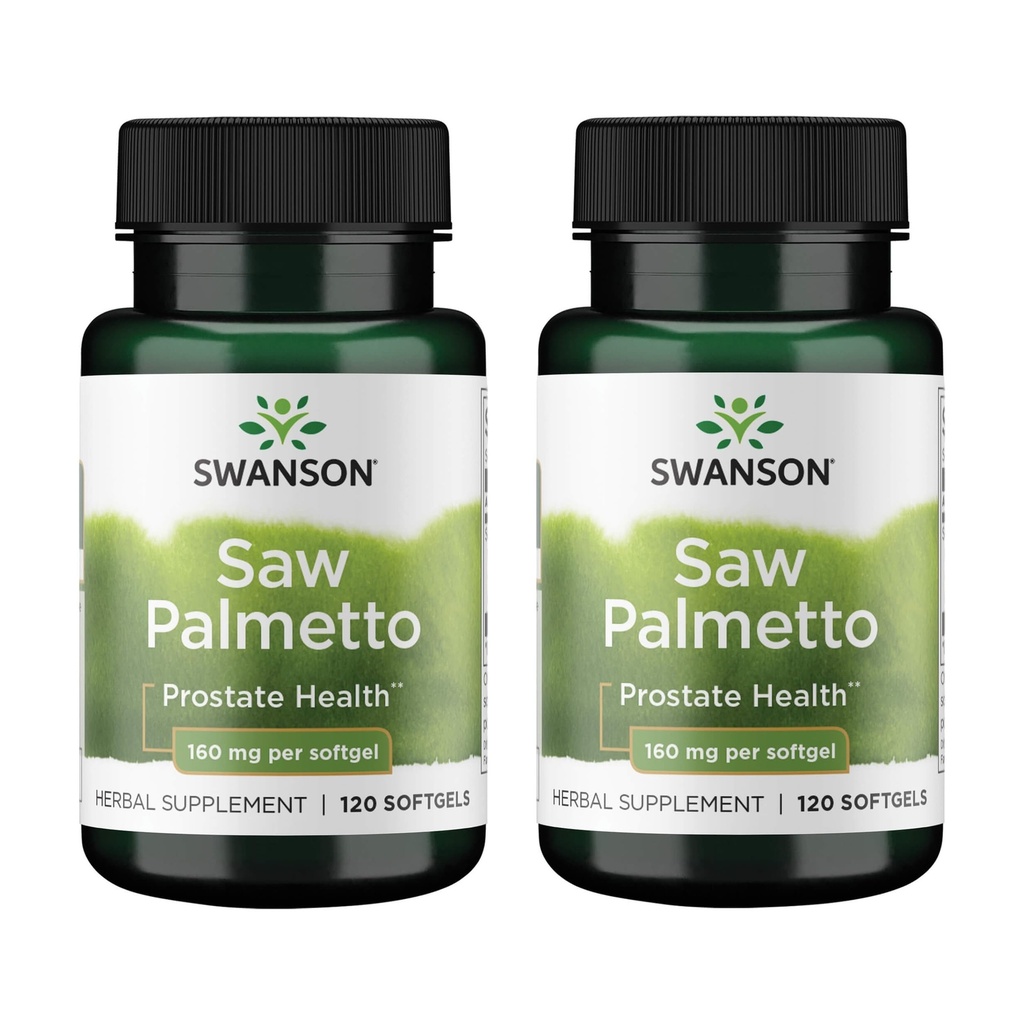 Swanson Saw Palmetto Men Prostate Health Hormone Support Urinary Health 160 Milligrams 120 Sgels (2 Pack)