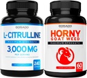 L Citrullin (240 kapsler) L Arginin & nitrogenoxid til Stamina, Endurance & Performance for Workouts og Horny Geat Weed (60 kapsler) Premium Hornyweed & Icariin Epimedium - Vegan & USA Made