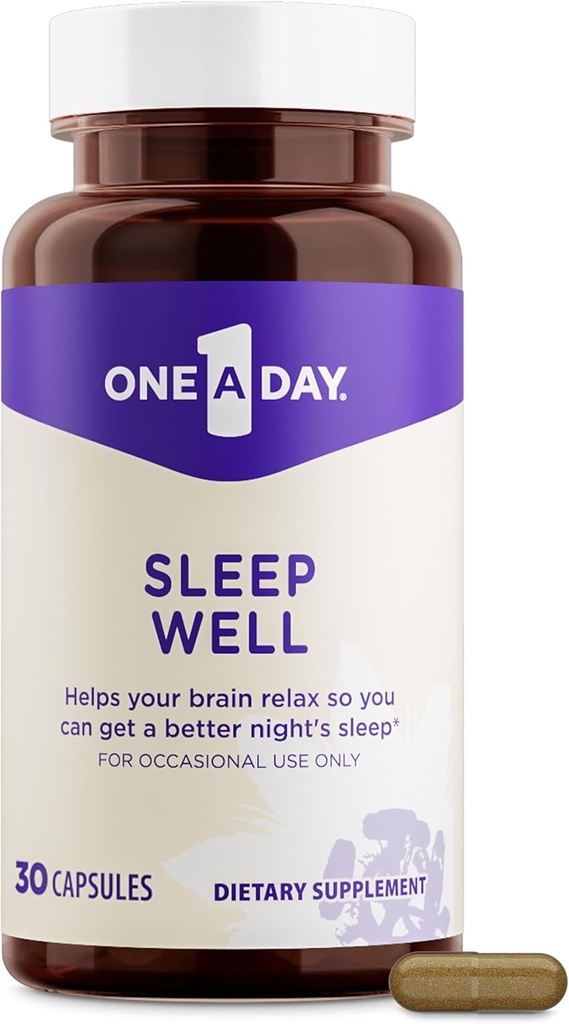 One A Day Sleep Supplement - Sovetilskud til voksne, Sovestøtte med passionflower og Melatonin, Sovestøtte med søvn godt, 30 kapsler