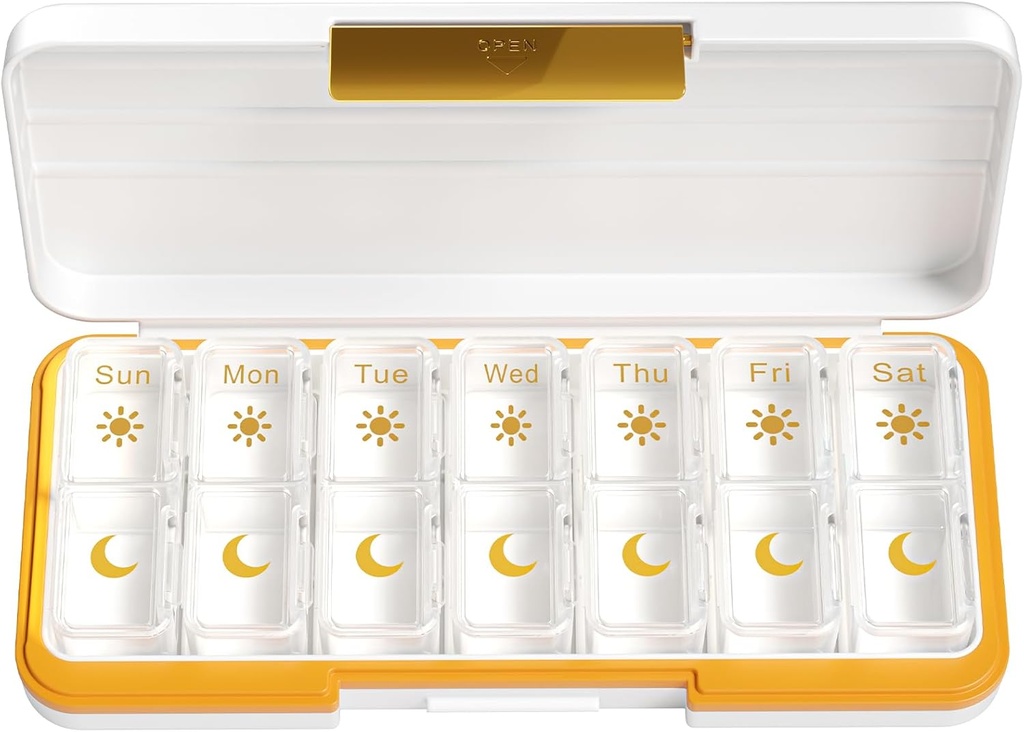 Zoksi Am Pm Pill Organizer 7 Dag, Ugentlig Pill Box 2 gange om dagen, Medicin Pill Organizer med Separat Segment, Rejse Pill sag Dispenser Portable for Vitaminer, Fiskeolier, Medicin (hvid)