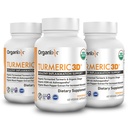 Organixx USDA Organic Turmeric Curcumin Supplement with Ashwagandha, Vitamin D, Turmeric & Ginger – Fermented for Maximum Bioavailability, 60 Count (Pack of 3)