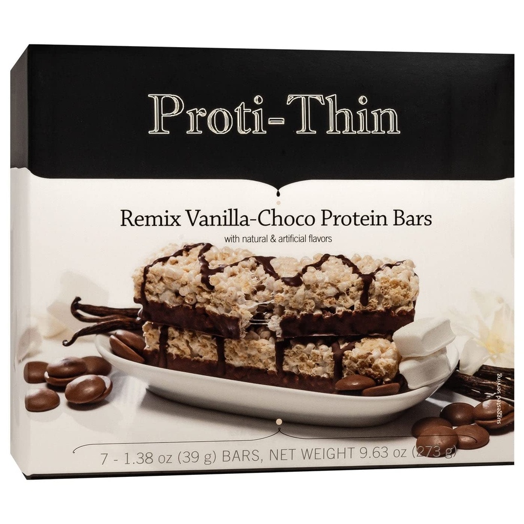 Proti-Thin Protein Bars VLC | Vanilla-Choco | High Protein | Low Calorie | Low Sugar | 7 Bars/Box