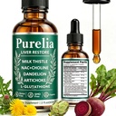 Purelia Liver Restore, 2.02FL OZ Liver Restore Drops, Complete Liver Support Supplement with Milk Thistle, Dandelion Root, L-Glutathione & Choline for Natural Balance & Liver Cleanse