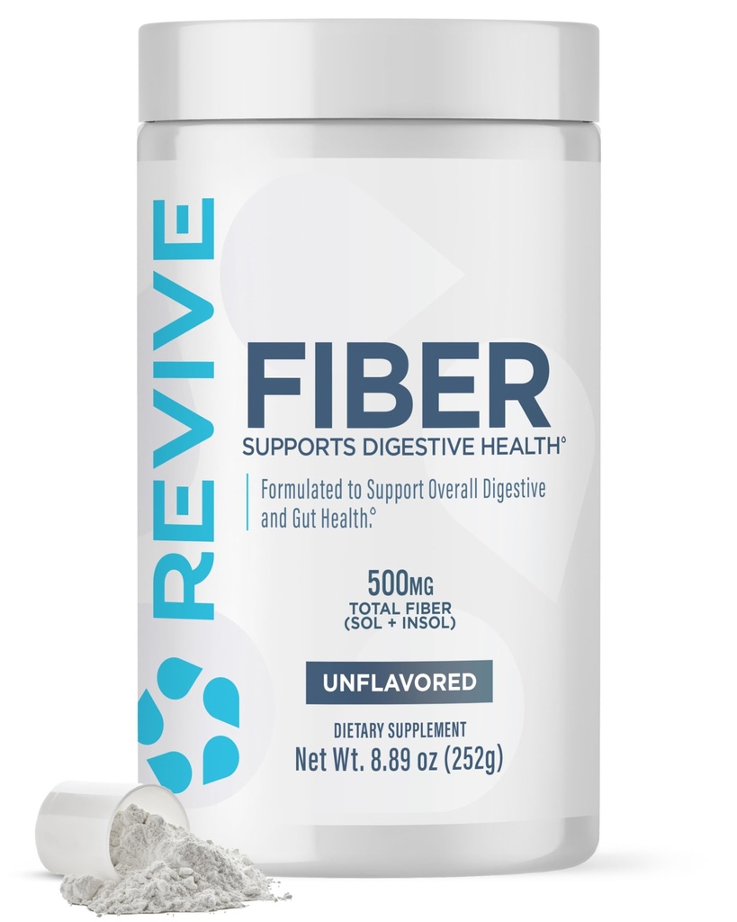 Revive MD Fiber supplement til fordøjelse & Gut sundhed - 5g af kostfibre understøtter et sundt fordøjelsessystem med Psyllium Husk & Mere - 30 Servere, Unflavored