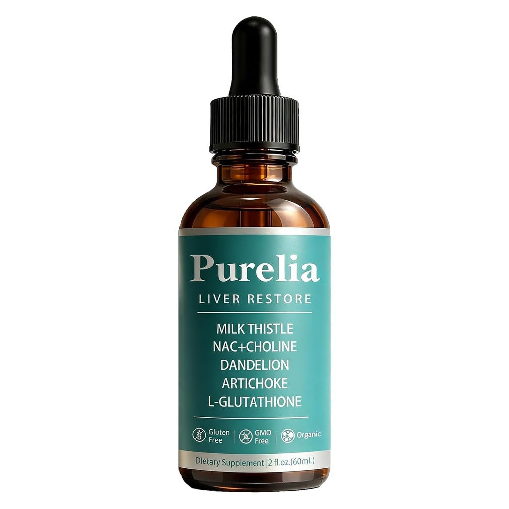 Purelia Liver Restore Drops-Complete Liver Detox Support Supplement with Milk Thistle， 2 Fl Oz (1Pc)