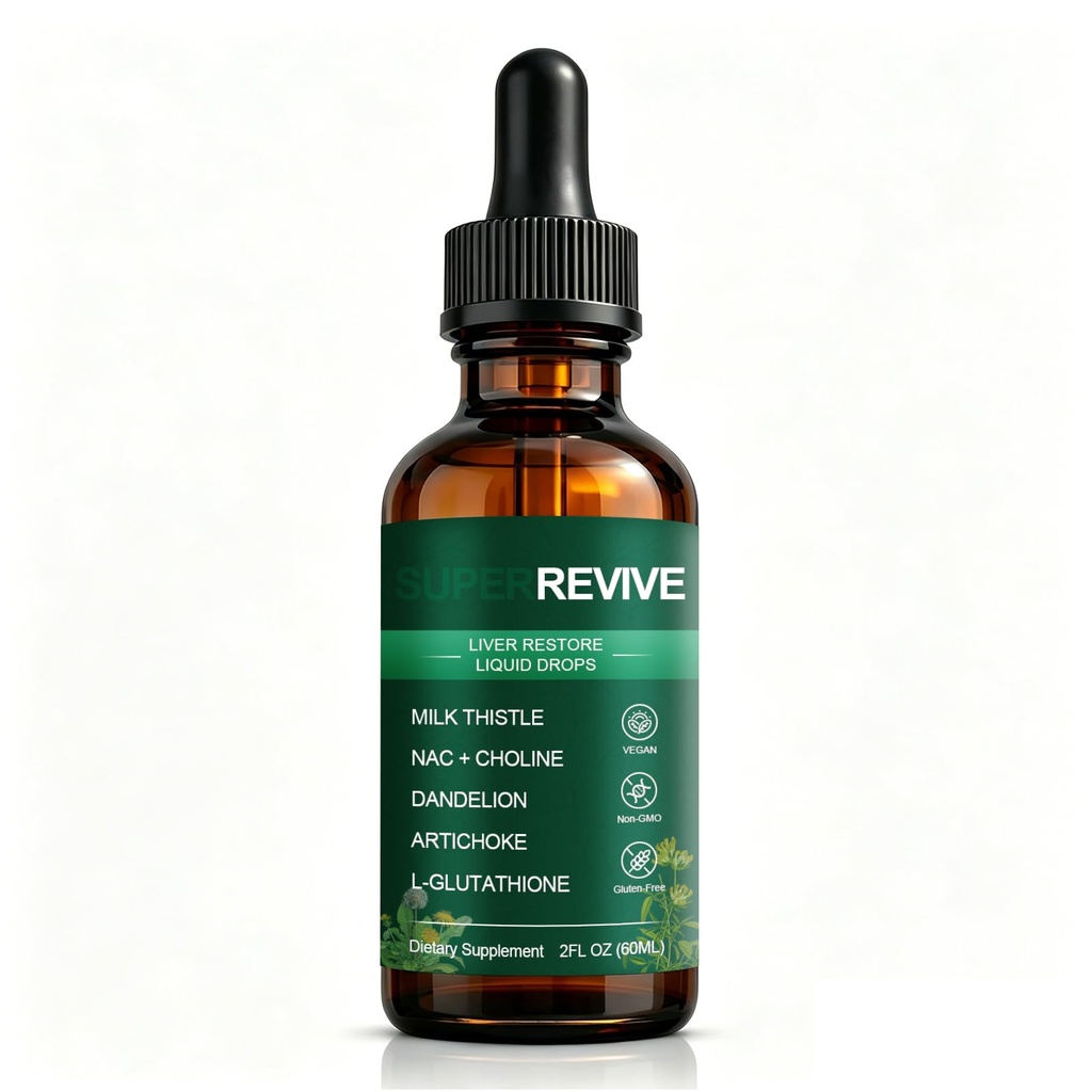 Liver Restore Drops – Complete Liver Detox Support Supplement with Milk Thistle, Dandelion, Choline & L-Glutathione for Liver Cleanse & Digestion Aid Health, 2 Fl Oz (1)