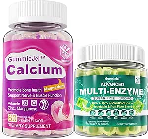 Sugar Free Calcium Gummies 120 Tællere & fordøjelsesenzymer Gummies 60 Tællere