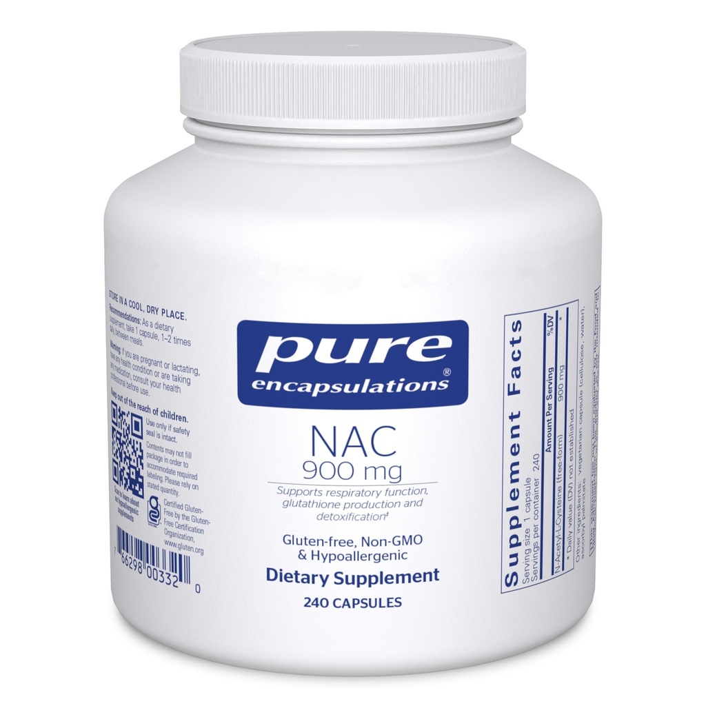 Pure indkapslinger NAC 900 mg - N- Acetyl Cysteine Aminosyre supplement til Lung & immunforsvar, lever & antioxidanter * - 240 kapsler
