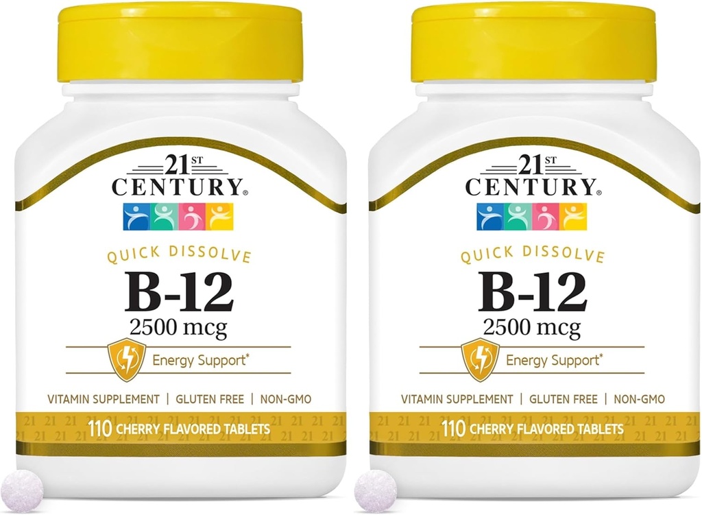 21st Century B 12 2500 mcg Sublingual Tablets, 110 Greve (pakke med 2)