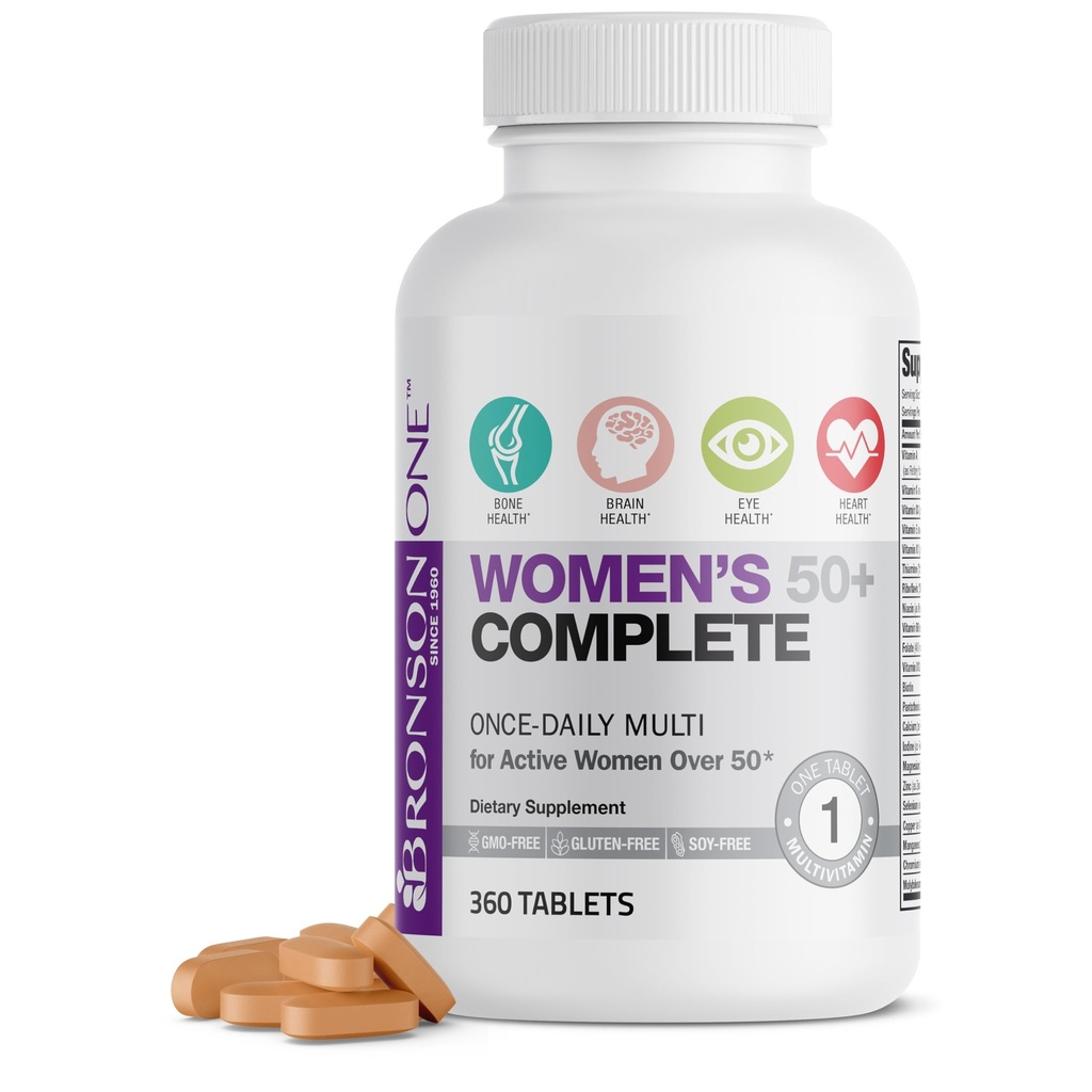Bronson ONE Daily Women 's 50 + Komplet Multivitamin Multimineral, 360 tabletter