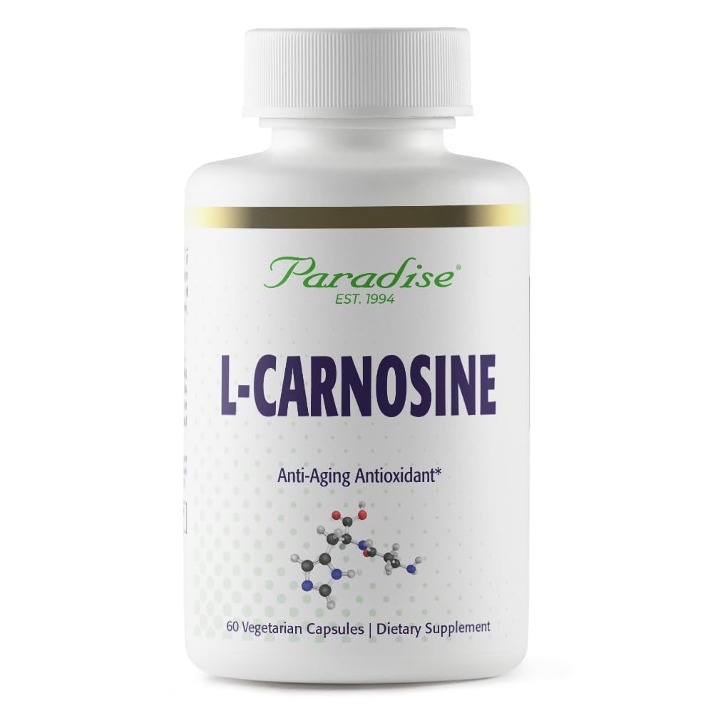 Paradise urter L- Carnosine, Super Potent, Ultra Pure, Antioxidant, Vegan, Non GMO, Gluten Free, 60 vegetariske kapsler