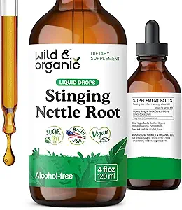 Wild & Organic Stinging Nettle Tinktur - Stinging Nettle Root Extract Drops til mænd og kvinder - Liquid Urtica Dioica Supplement - Vegan, Sukker & Alkohol- Free - 4 fl oz